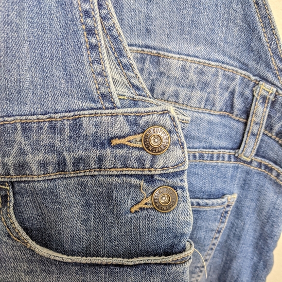 Jean Overalls Shorts Distressed Denim Shortalls Medium Wash Blue Medium Mossimo - Picture 6 of 9